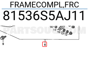 Honda 81536S5AJ11 FRAMECOMPL,FRC