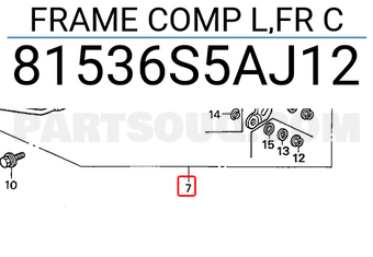 Honda 81536S5AJ12 FRAME COMP L,FR C