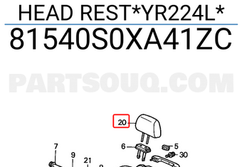 Honda 81540S0XA41ZC HEAD REST*YR224L*