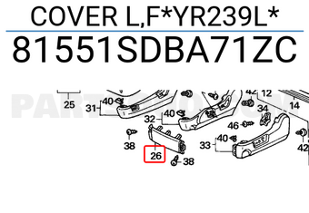 Honda 81551SDBA71ZC COVER L,F*YR239L*