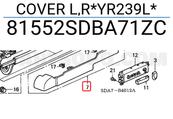 Honda 81552SDBA71ZC COVER L,R*YR239L*