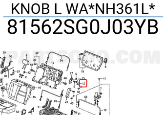 Honda 81562SG0J03YB KNOB L WA*NH361L*