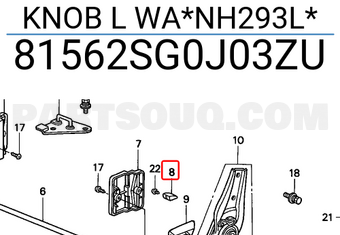 Honda 81562SG0J03ZU KNOB L WA*NH293L*