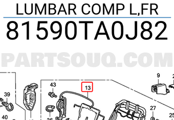 Honda 81590TA0J82 LUMBAR COMP L,FR