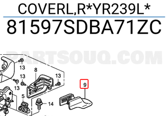 Honda 81597SDBA71ZC COVERL,R*YR239L*