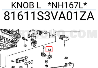 Honda 81611S3VA01ZA KNOB L *NH167L*