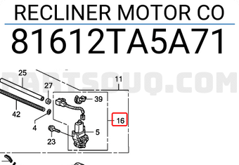 Honda 81612TA5A71 RECLINER MOTOR CO