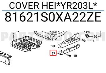 Honda 81621S0XA22ZE COVER HEI*YR203L*