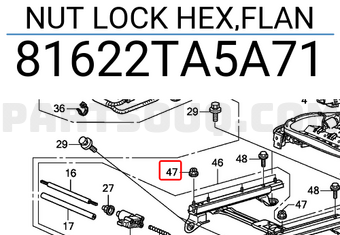 Honda 81622TA5A71 NUT LOCK HEX,FLAN