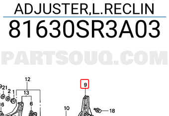 Honda 81630SR3A03 ADJUSTER,L.RECLIN