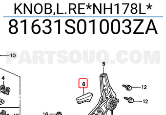 Honda 81631S01003ZA KNOB,L.RE*NH178L*