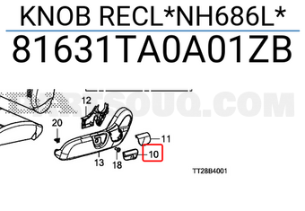 Honda 81631TA0A01ZB KNOB RECL*NH686L*