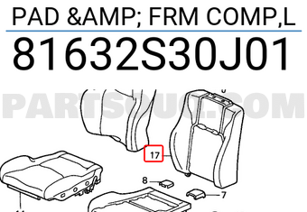 Honda 81632S30J01 PAD & FRM COMP,L