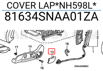 Honda 81634SNAA01ZA COVER LAP*NH598L*