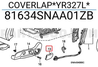 Honda 81634SNAA01ZB COVERLAP*YR327L*