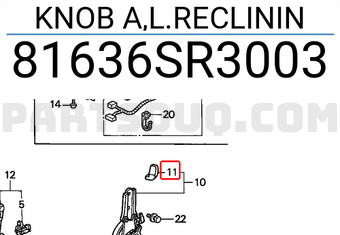 Honda 81636SR3003 KNOB A,L.RECLININ