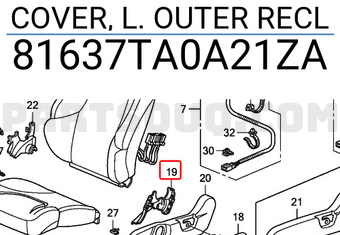 Honda 81637TA0A21ZA COVER, L. OUTER RECL