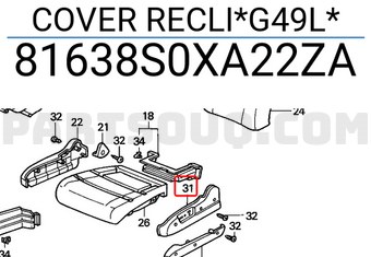 Honda 81638S0XA22ZA COVER RECLI*G49L*