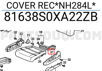 Honda 81638S0XA22ZB COVER REC*NH284L*