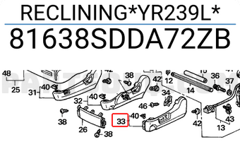 Honda 81638SDDA72ZB RECLINING*YR239L*