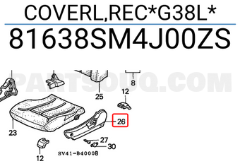 Honda 81638SM4J00ZS COVERL,REC*G38L*