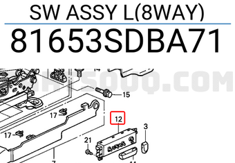 Honda 81653SDBA71 SW ASSY L(8WAY)