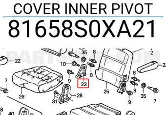 Honda 81658S0XA21 COVER INNER PIVOT