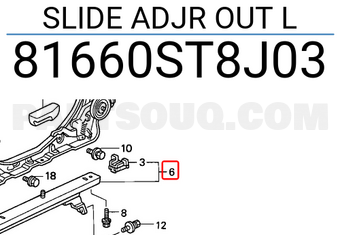 Honda 81660ST8J03 SLIDE ADJR OUT L