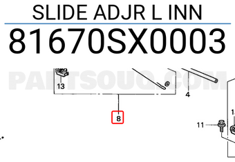 Honda 81670SX0003 SLIDE ADJR L INN
