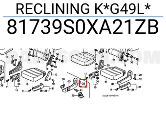 Honda 81739S0XA21ZB RECLINING K*G49L*