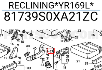 Honda 81739S0XA21ZC RECLINING*YR169L*