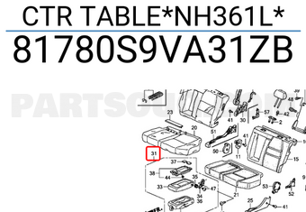 Honda 81780S9VA31ZB CTR TABLE*NH361L*