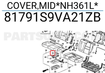 Honda 81791S9VA21ZB COVER,MID*NH361L*