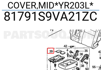 Honda 81791S9VA21ZC COVER,MID*YR203L*
