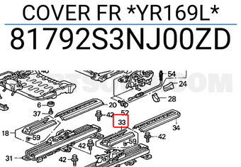 Honda 81792S3NJ00ZD COVER FR *YR169L*