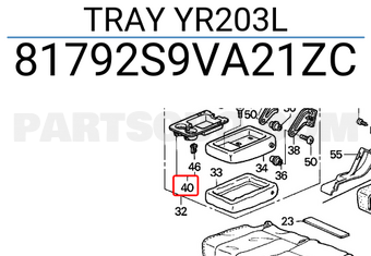 Honda 81792S9VA21ZC TRAY YR203L