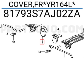 Honda 81793S7AJ02ZA COVER,FR*YR164L*