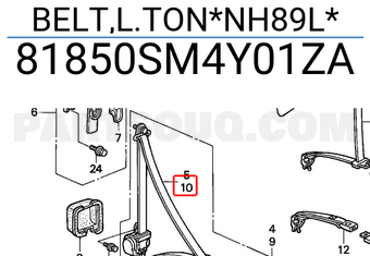 Honda 81850SM4Y01ZA BELT,L.TON*NH89L*