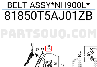 Honda 81850T5AJ01ZB BELT ASSY*NH900L*