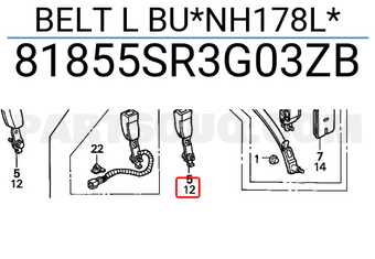 Honda 81855SR3G03ZB BELT L BU*NH178L*