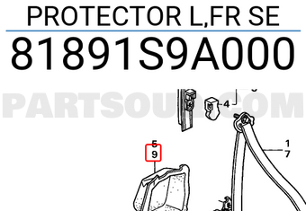 Honda 81891S9A000 PROTECTOR L,FR SE
