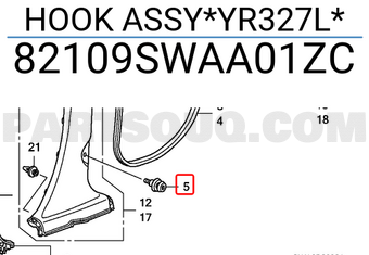 Honda 82109SWAA01ZC HOOK ASSY*YR327L*