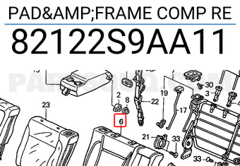Honda 82122S9AA11 PAD&FRAME COMP RE