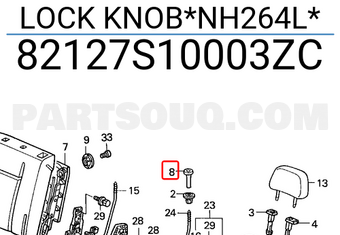 Honda 82127S10003ZC LOCK KNOB*NH264L*