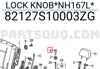 Honda 82127S10003ZG LOCK KNOB*NH167L*
