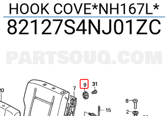 Honda 82127S4NJ01ZC HOOK COVE*NH167L*