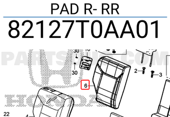 Honda 82127T0AA01 PAD R- RR