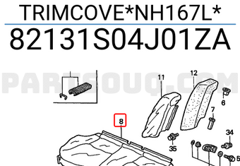 Honda 82131S04J01ZA TRIMCOVE*NH167L*
