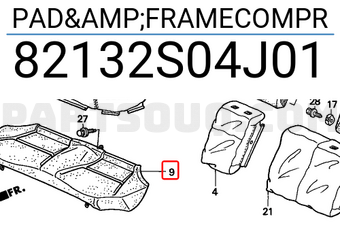 Honda 82132S04J01 PAD&FRAMECOMPR