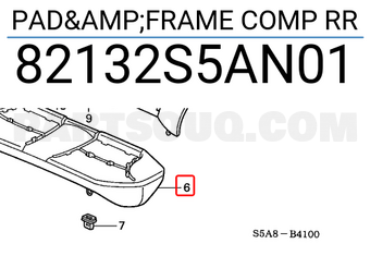 Honda 82132S5AN01 PAD&FRAME COMP RR